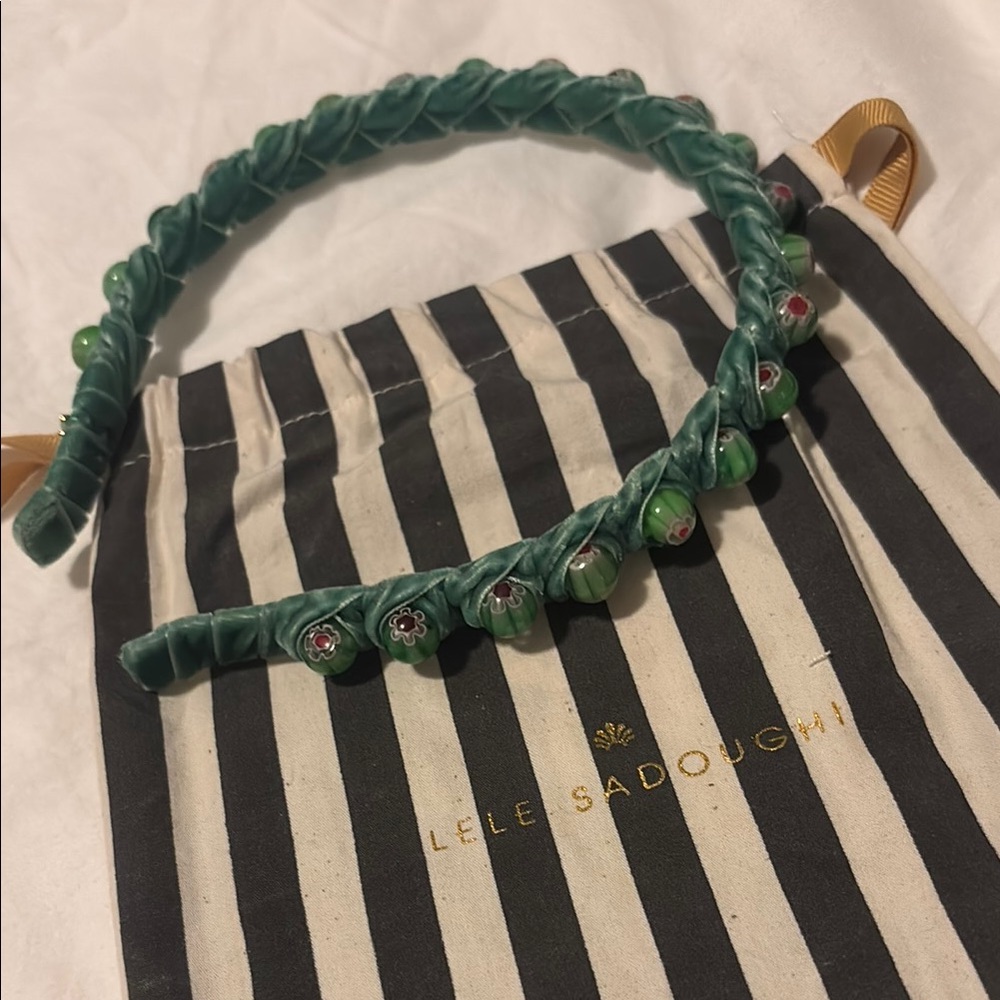 Lele Sadoughi Green Velvet Headband
